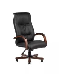 Кресло руководителя Амбассадор нат кожа черная/дерево МБ ИМ