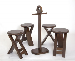 Комплект табуретов "Оливия" (стойка + 4 табурета) Темный Орех