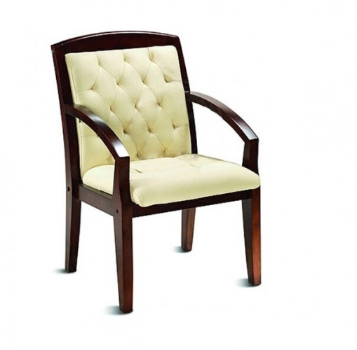 Кресло для посетителей Конгресс экокожа слон кость/дерево ИМ