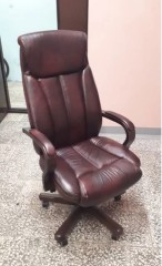 Кресло руководителя Прайм нат кожа коричневый/дерево МТГ кантри 