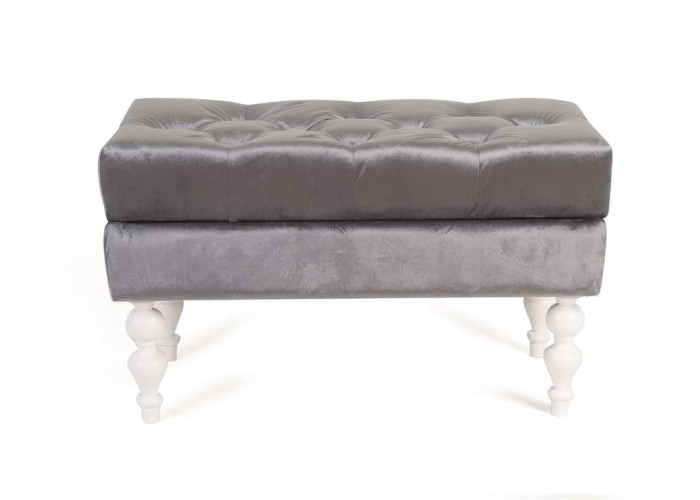 Банкетка Виктория (эмаль белая / 36 - голубовато-серый)