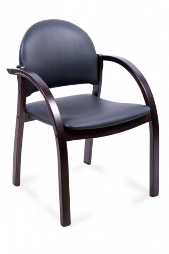 Стул офисный Джуно темный орех кожзам черный