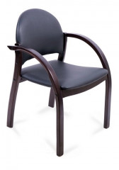 Стул офисный Джуно темный орех кожзам черный