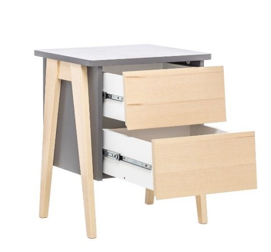 Тумбочка "Сканди" 2 ящ. (Натуральное дерево/серый ясень)