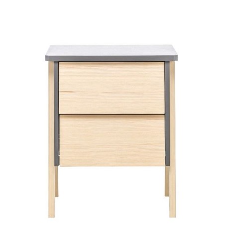 Тумбочка "Сканди" 2 ящ. (Натуральное дерево/серый ясень)