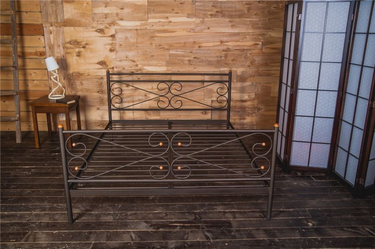 Кровать двуспальная Мишель (160х200) коричневый бархат