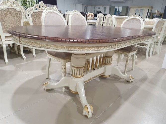 Стол "Азия" стол (комбинированый/подстолье 1013+патина золото/столешница т. орех)