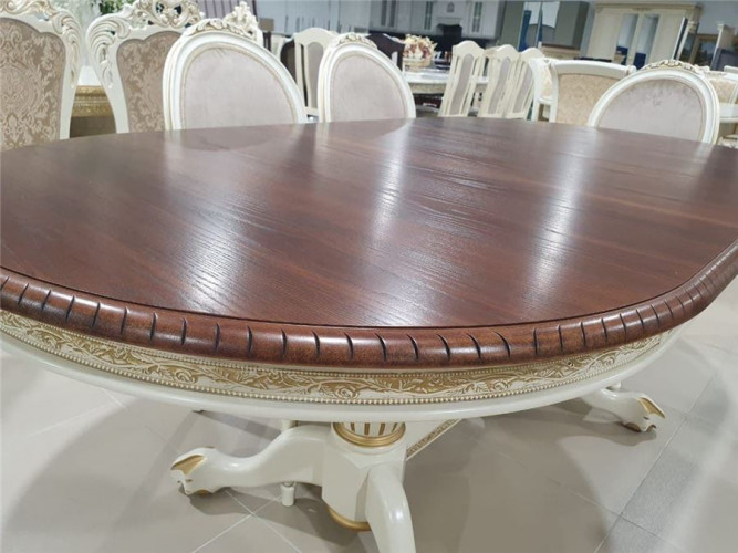 Стол "Азия" стол (комбинированый/подстолье 1013+патина золото/столешница т. орех)