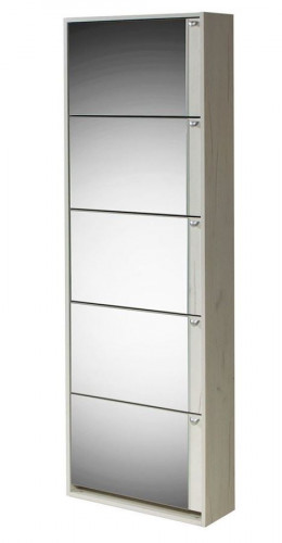 Обувница Комфорт К-5S  (Крафт дуб Белый К001/Зеркало)