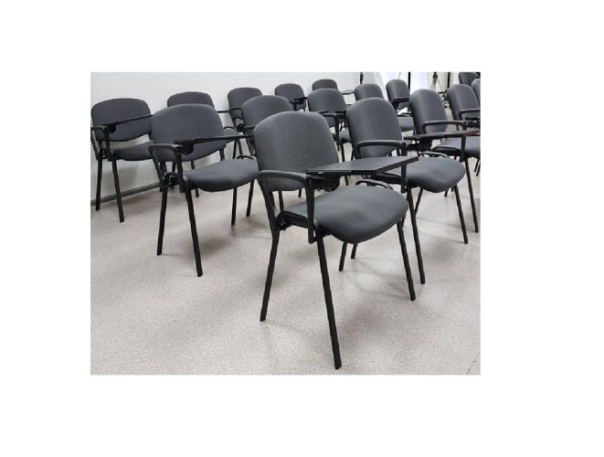 Стул для посетителей ИЗО черный кожзам черный с пюпитром 