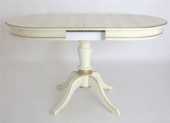 Стол "Капелла-2" (Эмаль 11/Слоновая кость+ патина золото/шпон дуба) Тип 2