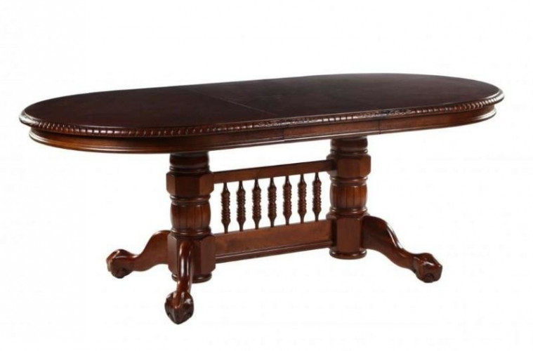 Стол обеденный HNDT - 4296 SWC HN GLAZE - овальный раскладной, 107х164(204,244). Цвет: Темный орех МК