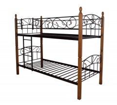 Двухъярусная кровать Глэдис - DD (90х200)  Темный орех/черный металл