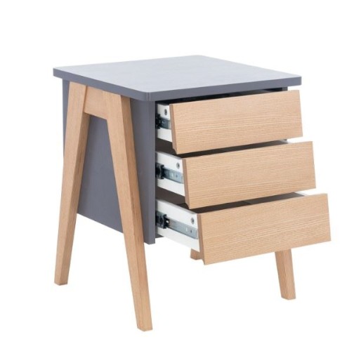 Тумбочка "Сканди" 3 ящ. (Натуральное дерево/серый ясень)