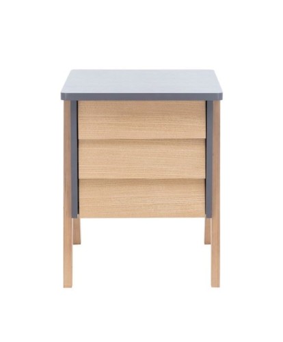 Тумбочка "Сканди" 3 ящ. (Натуральное дерево/серый ясень)